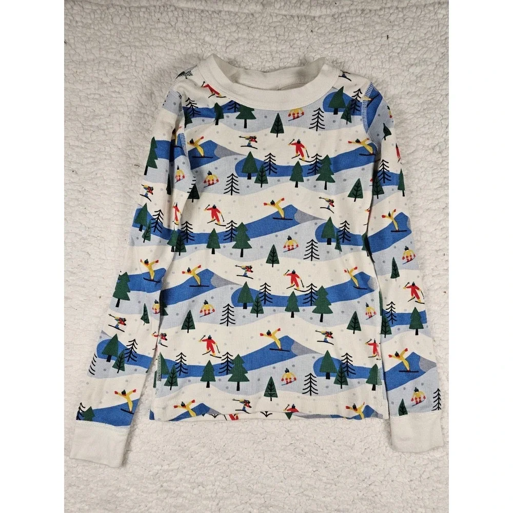 Hanna Andersson Kids Pajama Set 8 Organic Cotton Ski Winter‎ Print Long Sleeve